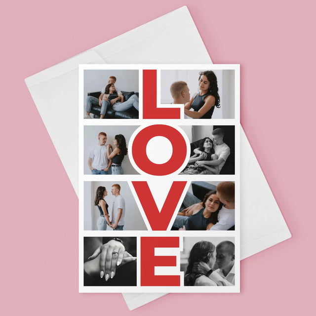 Fotocollage: Das Wort „Love“ - Glückwunschkarte