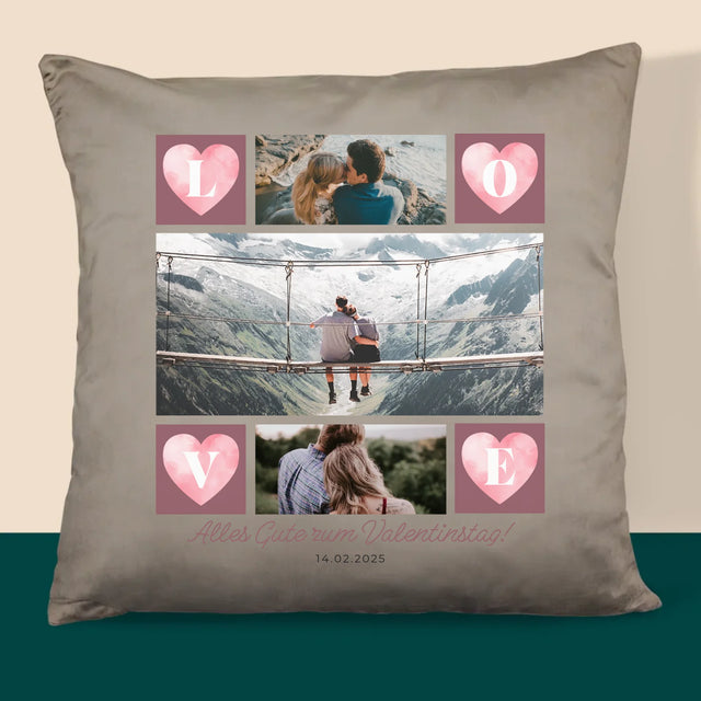 Fotocollage: Herzen Love - Kissen