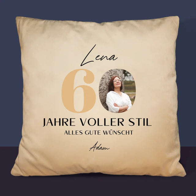 Foto Und Unterschrift: 60 Jahre Voller Stil - Kissen