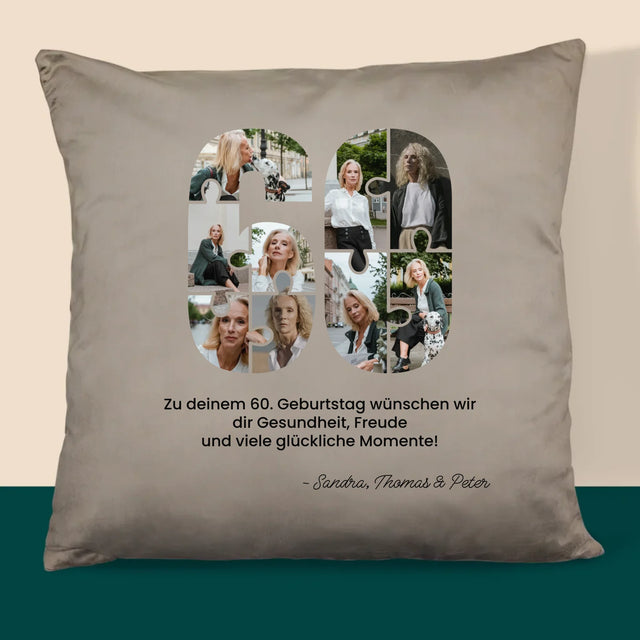Form-Collage: 60. Geburtstag Puzzle - Kissen