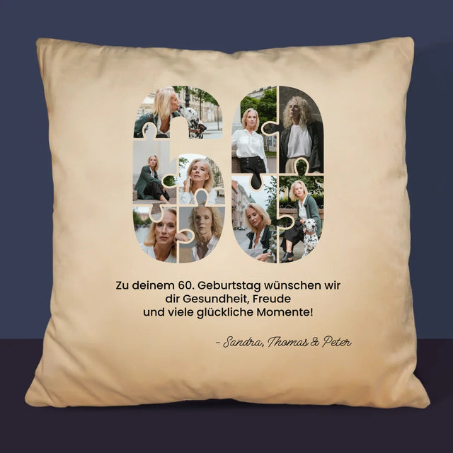 Form-Collage: 60. Geburtstag Puzzle - Kissen