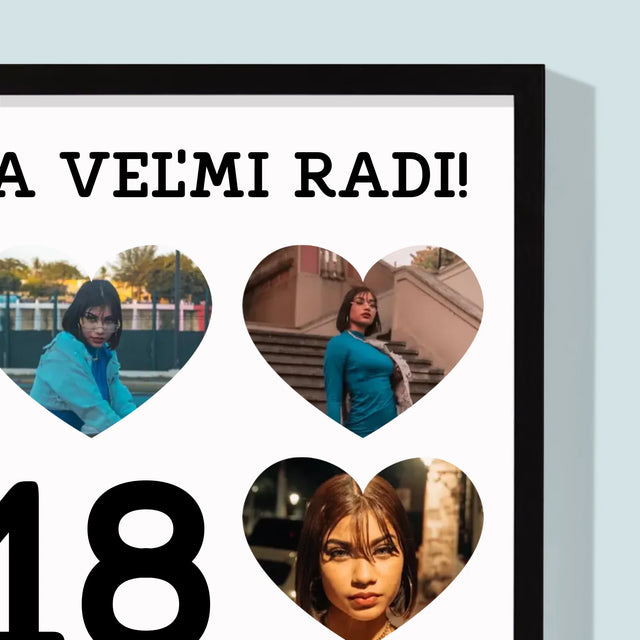 Fotokolaż: 18 Serca - Wydruk Obramowany | SK