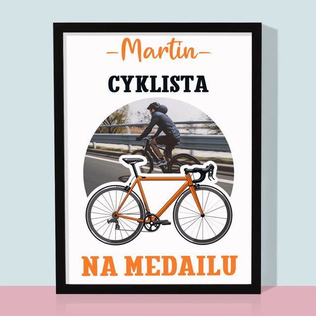 Zdjęcie I Podpis: Rowerzysta Na Medal - Wydruk Obramowany | SK