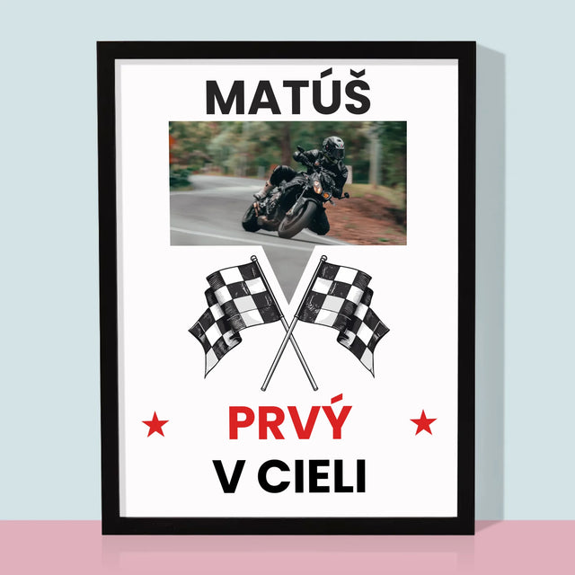 Zdjęcie I Podpis: Pierwszy Na Mecie - Wydruk Obramowany | SK