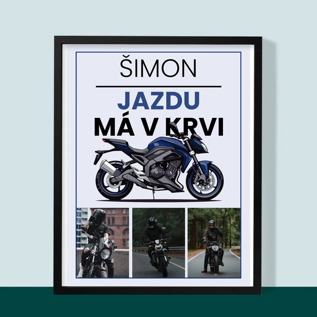 Fotokolaż: Ma Jazdę We Krwi - Wydruk Obramowany | SK