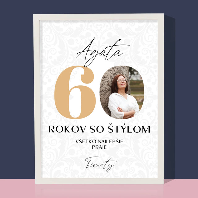 Zdjęcie i Podpis: 60 Lat z Klasą - Wydruk Obramowany | SK