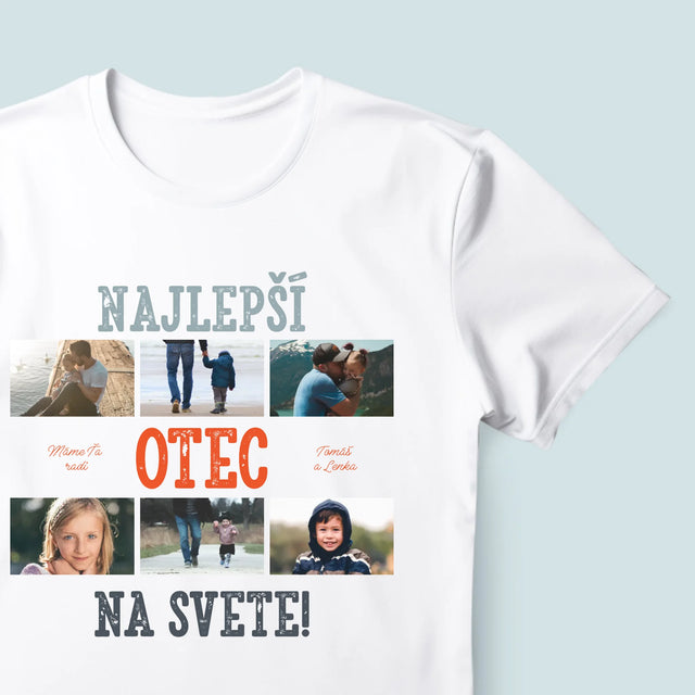 Fotokolaż: Najlepszy Tata Na Świecie Zdjęcia - Koszulka Męska z Nadrukiem | SK