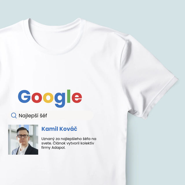 Zdjęcie i Podpis: Najlepszy Szef Wynik Google - Koszulka Męska z Nadrukiem | SK