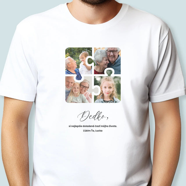 Fotokolaż: Puzzle Zdjęcia Dla Dziadka - Koszulka Męska | SK