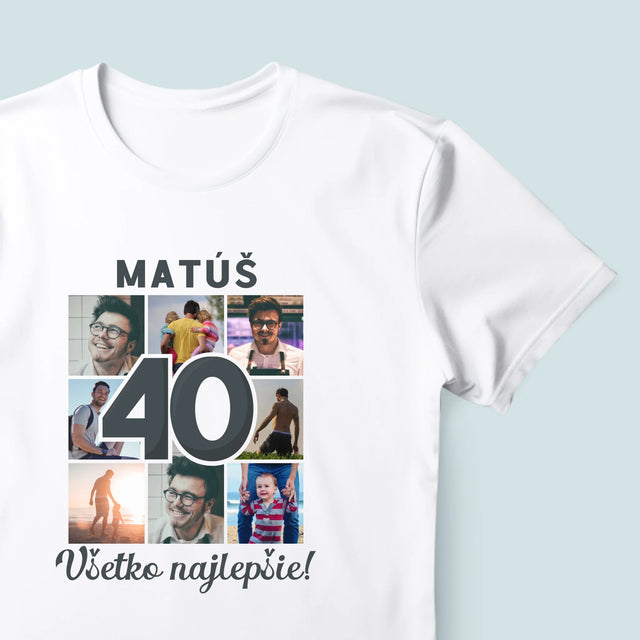 Fotokolaż: 40 Lat - Koszulka Męska z Nadrukiem | SK