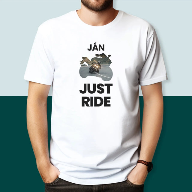 Kształt Ze Zdjęć: Just Ride - Koszulka Męska z Nadrukiem | SK
