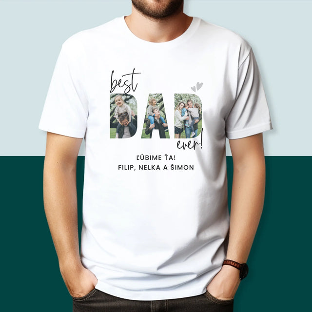 Słowo Ze Zdjęć: Best Dad Ever Z Podpisem - Koszulka Męska z Nadrukiem | SK