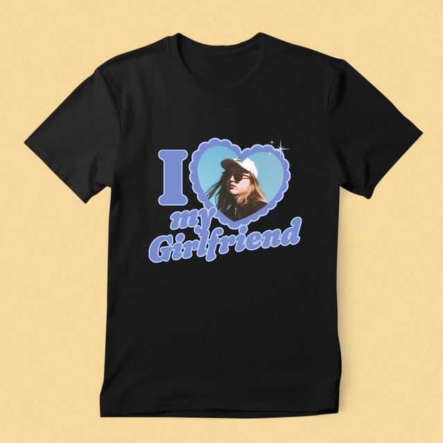Zdjęcie i Podpis: i Love My Girlfriend - Koszulka Męska z Nadrukiem | SK