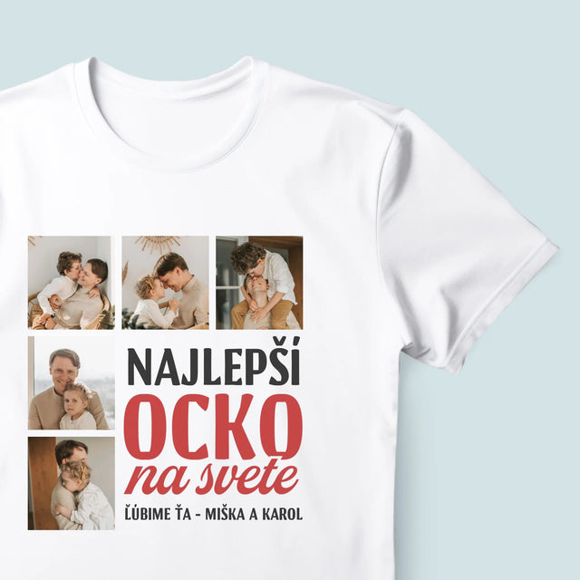Fotokolaż: Najlepszy Tata Na Całym Świecie - Koszulka Męska z Nadrukiem | SK